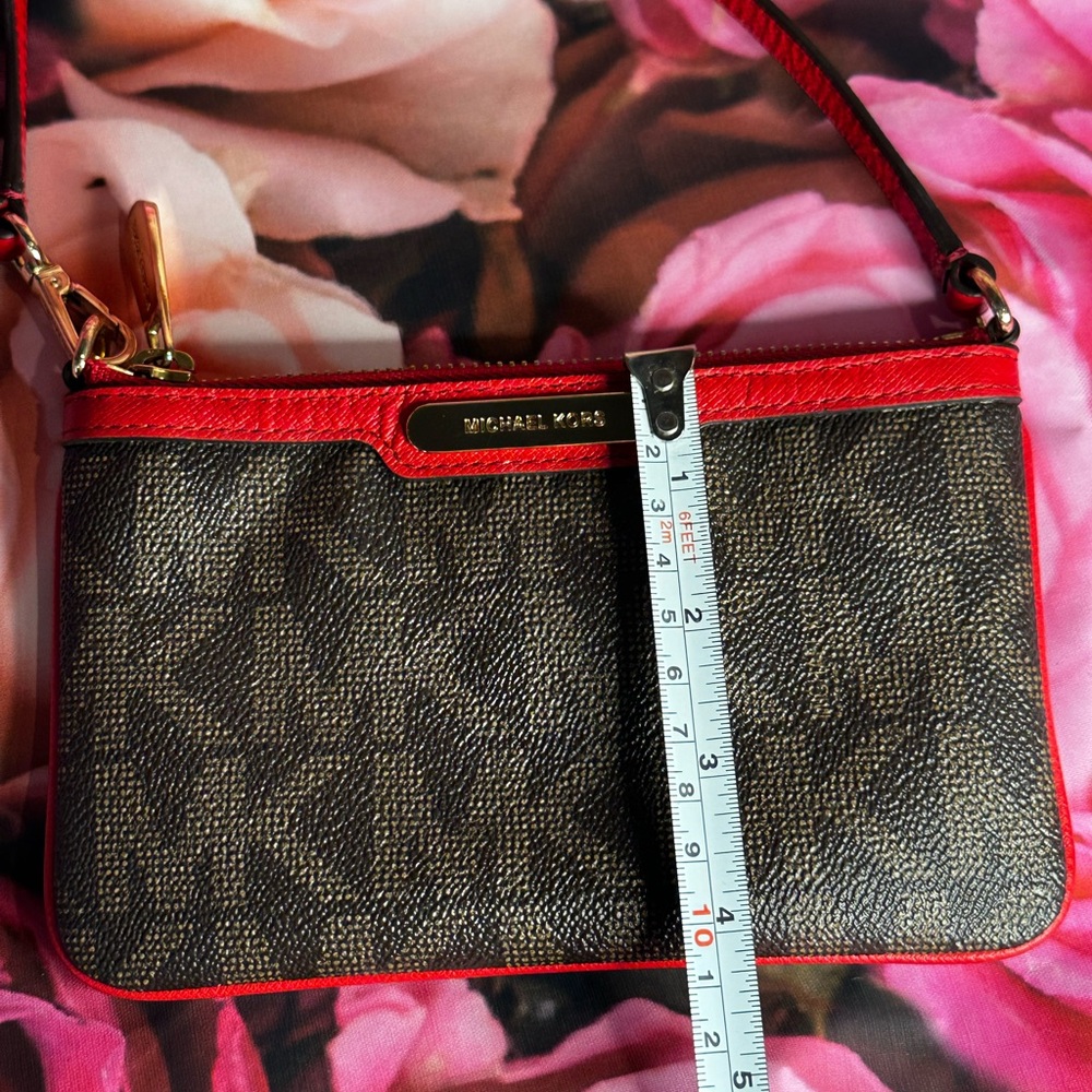 Michael Kors Brown and Red Women's Monogram Wristlet - Picture 15 of 15